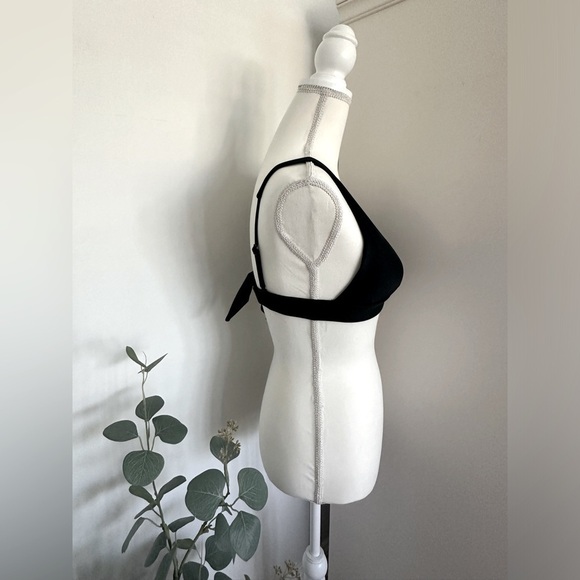 Aerie Black Triangle Tie Back Bikini Top Size Medium - Picture 3 of 11